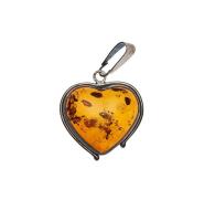 Silver Amber Heart Pendant