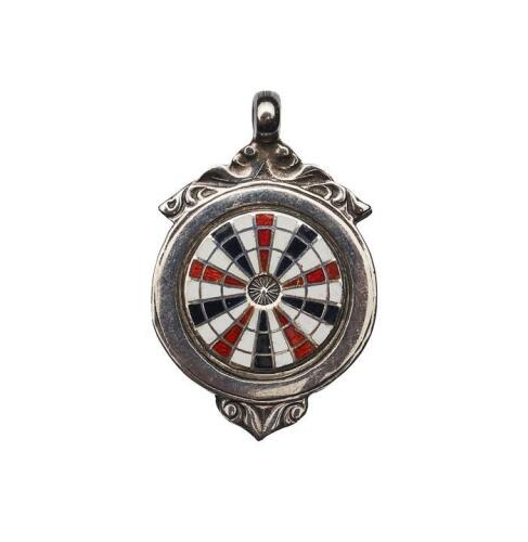 1938 Dart Club Enameled Silver Pendant