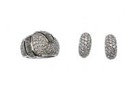 Silver CZ Ring and Earrings Set