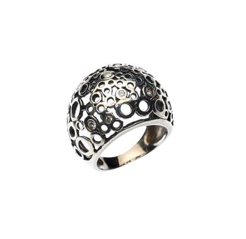 Silver CZ Filigree Dome Ring