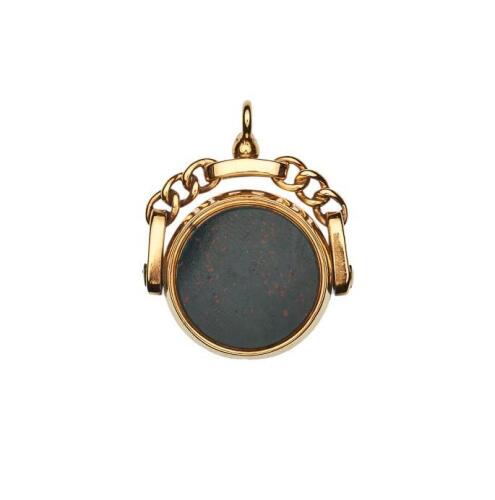 9ct Blood Stone and Carnelian Swivel Pendant