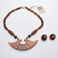 Lanvin Tortoise Shell Tone Necklace and Earrings Set