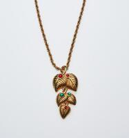 Lanvin Gold Leaf Gemstone Necklace