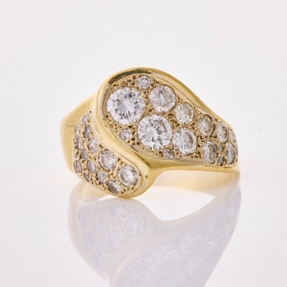 18ct Yellow Gold, 1.50ct Diamond Set Dress Ring