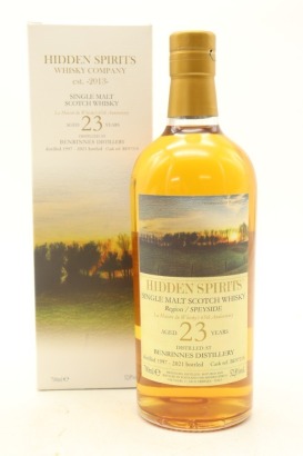 (1) Hidden Spirits Whisky Co. Benrinnes 23 Year Old Single Malt Scotch Whisky, 52.8% ABV (GB)