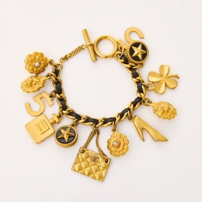 Chanel, Icon Vintage Leather / Chain / Charms Bracelet with Box, circa 1993