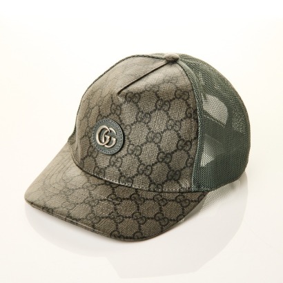 Gucci, GG Supreme Grey Baseball Cap, Size S