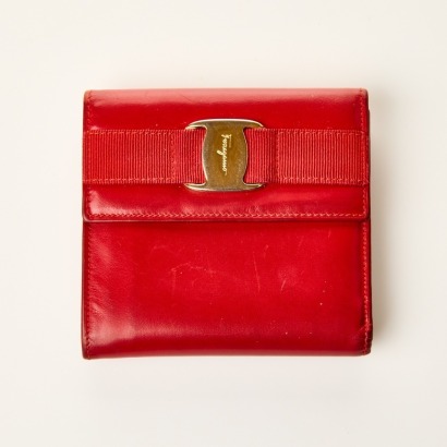 Salvatore Ferragamo, Red Leather Bifold Wallet