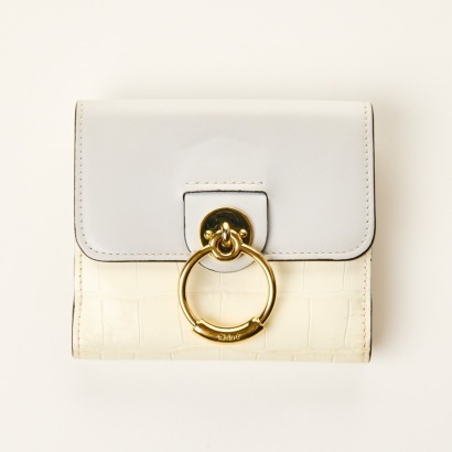 Chloe, Croc Embossed Leather Bifold Wallet