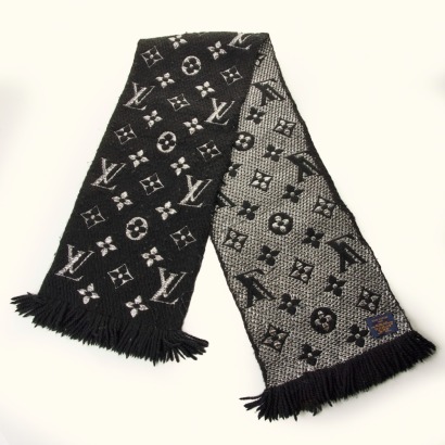 Louis Vuitton Wool / Silk Monogram Black / Silver Scarf