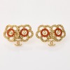 Chanel, Costume Pearl / Coral Coloured Stud Earrings