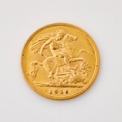 1915 Half Sovereign Coin, of 19.3mm in Diameter