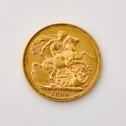 A full, 1896 Sovereign Coin, of 22mm in Diameter