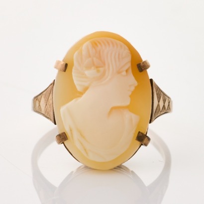 9ct Rose Gold, Vintage, Shell Cameo Ring