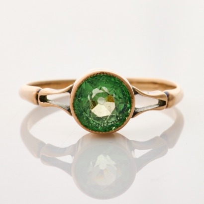 9ct Rose Gold, 6.5mm Green Colour Stone Dress Ring