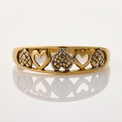 9ct Yellow Gold, Modern, Hearts Ring