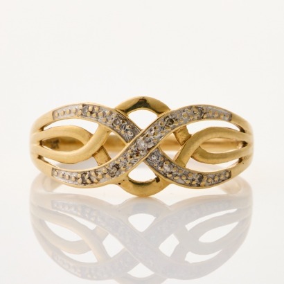 9ct Yellow Gold, .04ct Diamond Celtic Style Dress Ring