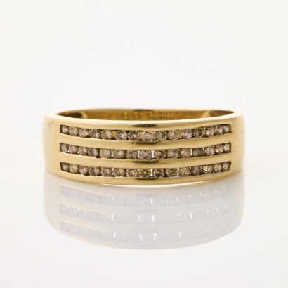9ct Yellow Gold, Modern .25ct Channel Set Diamond Ring