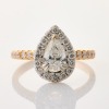 18ct Yellow / Rose / White Gold, Modern, .73ct Pear Shape Diamond / .50ct Diamond Halo Ring, GIA certified