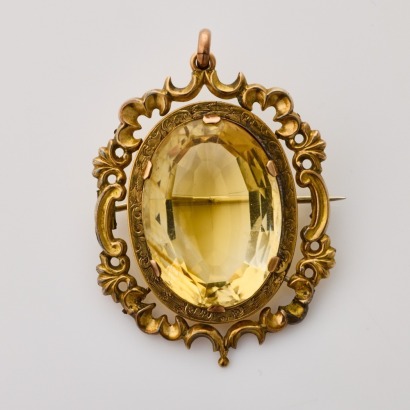 9ct Yellow Gold, Antique, Scottish 'Cairngorm' Brooch