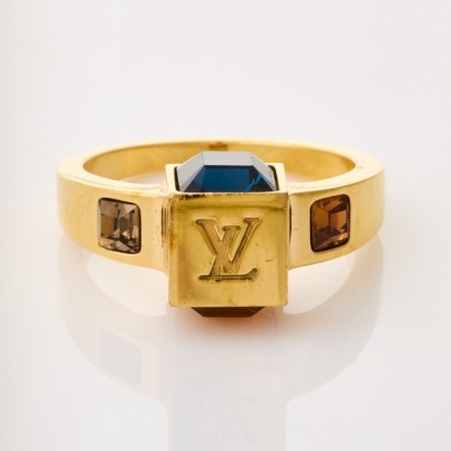 Louis Vuitton, Gold-tone, Coloured Crystal Gamble Ring