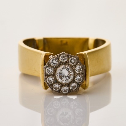 Peter Minturn, 18ct Yellow Gold, .41ct Illusion Set Cluster Diamond Ring