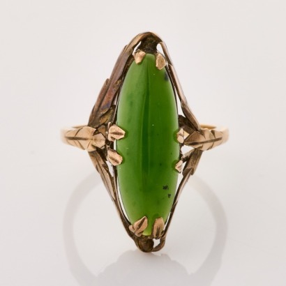 9ct Rose Gold, Nephrite Jade Ring
