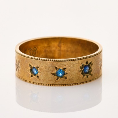 9ct Rose Gold, Three Stone Sapphire Ring