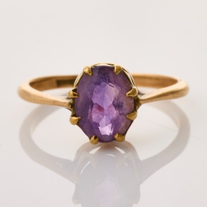 9ct Rose Gold, Oval 8.00mm Amethyst Ring