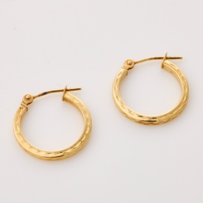 10ct Yellow Gold, 15mm Hollow Hoops