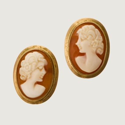 9ct Yellow Gold, Shell Cameo Earrings