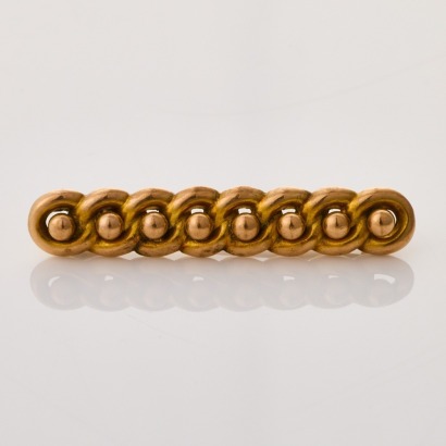 9ct Yellow Gold, Beaded Bar Brooch