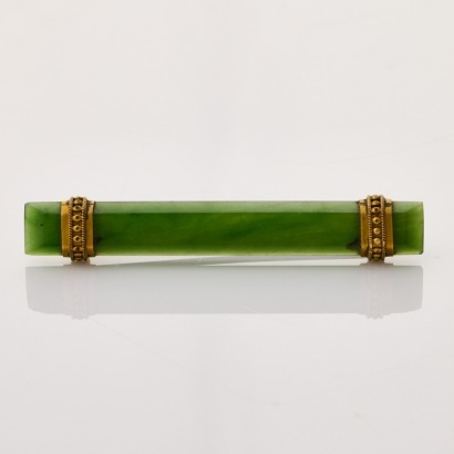 Gold Plated, Small Greenstone Bar Brooch
