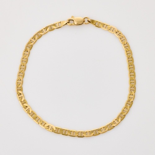 9ct Yellow Gold, 18cm Flat Bevelled Anchor Link Bracelet
