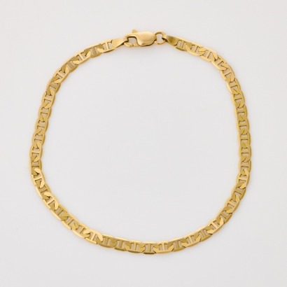 9ct Yellow Gold, 18cm Flat Bevelled Anchor Link Bracelet