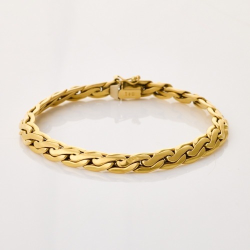 18ct Yellow Gold, 19.5cm, Hollow Fancy Flattened Twist Link Bracelet