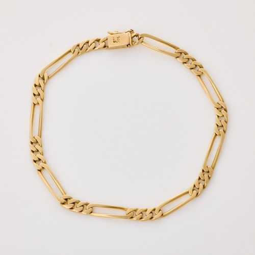 14ct Yellow Gold, 20cm, 3: 1 Figaro Flat Link Bracelet