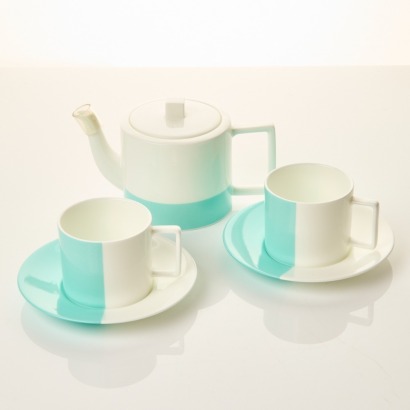 Tiffany & Co., Bone China Three Piece Colour Block Coffee Set with Boxes - Near new