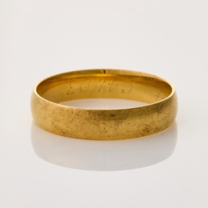 18ct Yellow Gold, Plain Band, Size M