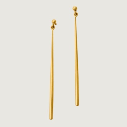 18ct Yellow Gold, Long 'Pencil' Earrings