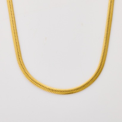 18ct Yellow Gold, 40cm Herringbone Link Chain with 9ct Yellow Gold Lobster Clasp