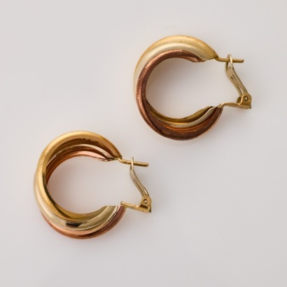 9ct Yellow / White / Rose Gold Hollowed, Hoop-Style Earrings