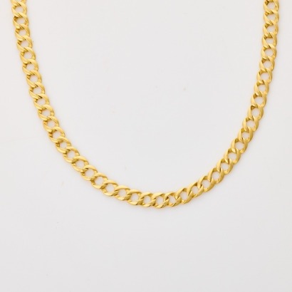 18ct Yellow Gold, 50cm Bevelled Curb Link Chain