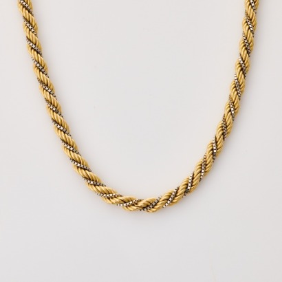 14ct Yellow / White Gold, 46cm Rope Link Chain