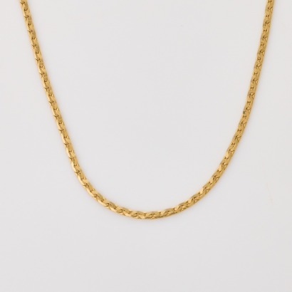 14ct Yellow Gold, 44cm Flat Byzantine Link Chain