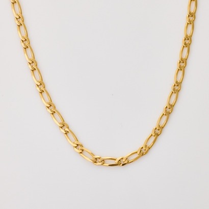 14ct Yellow Gold, 60cm Bevelled Flattened 1:1 Figaro Link Chain