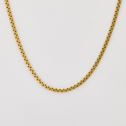 14ct Yellow Gold, 44cm Box Style Faceted Link Chain