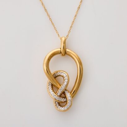 10ct Yellow Gold, .19ct Diamond 'Knot' Necklace