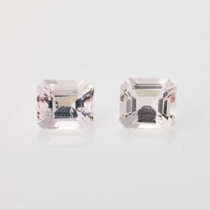 Matching Pair of Loose, 7.6mm x 4.8mm Rectangular Cut Morganites