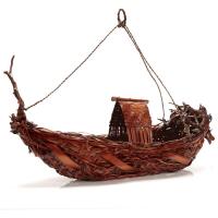 A Japanese Meiji Period Handmade Woven Bamboo Ship